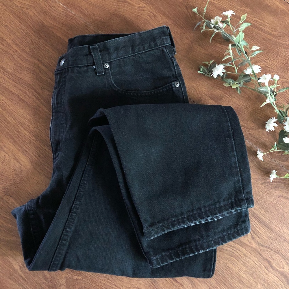 Land’s End Vintage Women’s Black High Rise 100% Cotton Denim Jeans Plus size 36